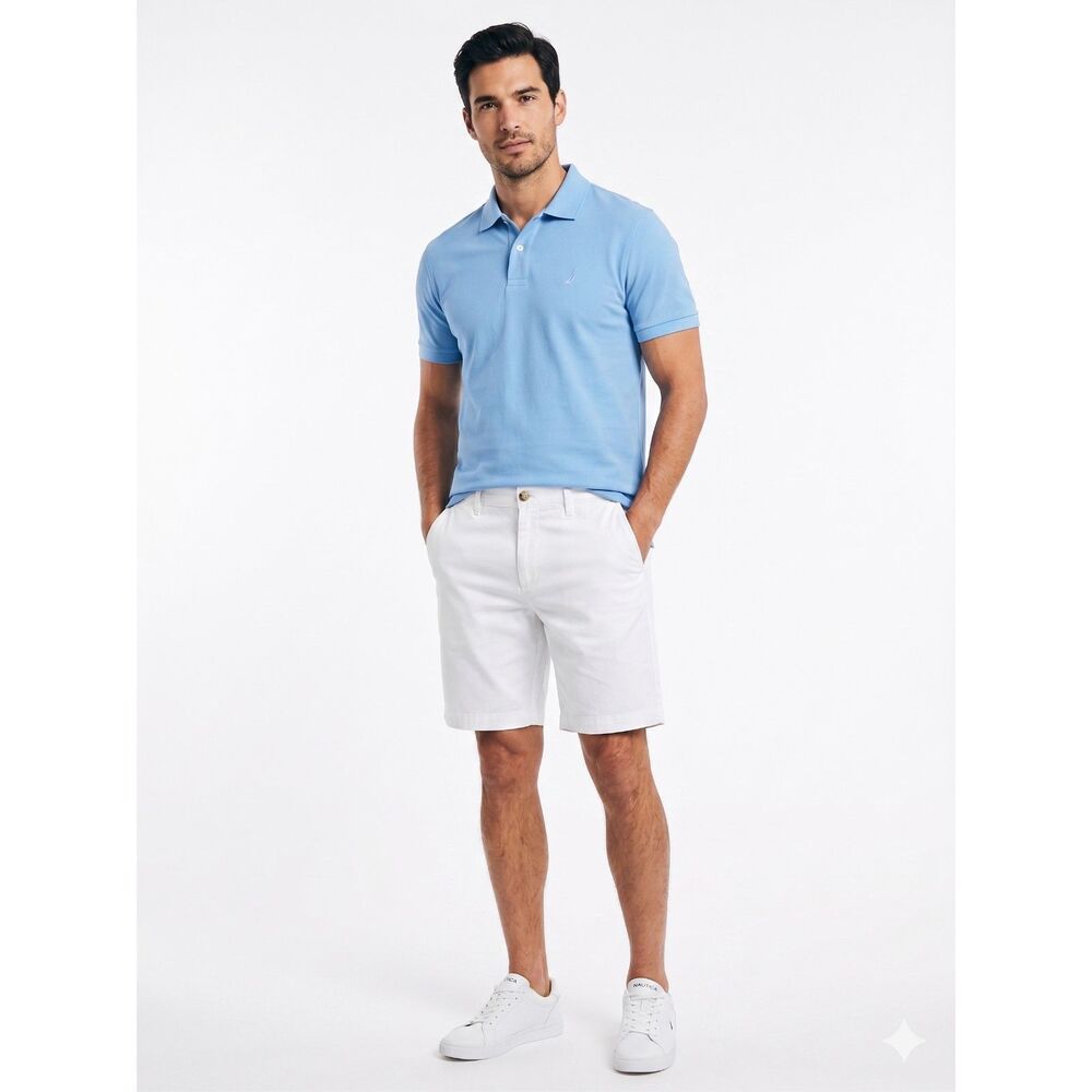 🩳 Nautica Men's Classic Fit Deck Shorts White Stretch Cotton Size 36 New